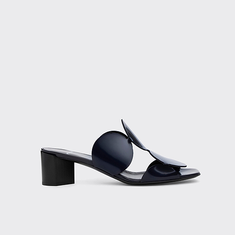 Pierre Hardy BULLES HEELED MULE, navy patent lambskin