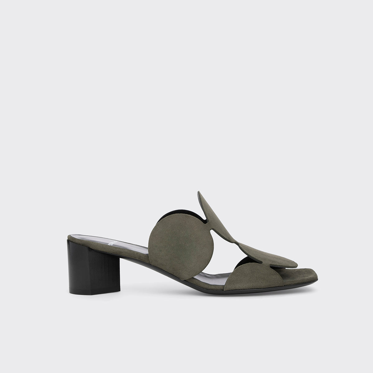 Pierre Hardy MULE À TALON BULLES, cuir de chevreau velours kaki