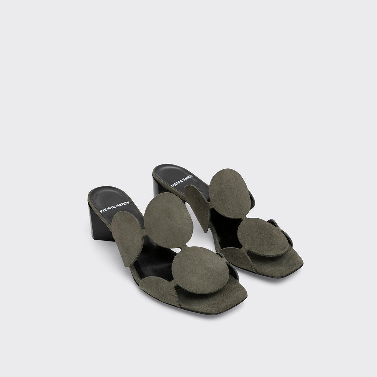 Pierre Hardy MULE À TALON BULLES, cuir de chevreau velours kaki, vue 3