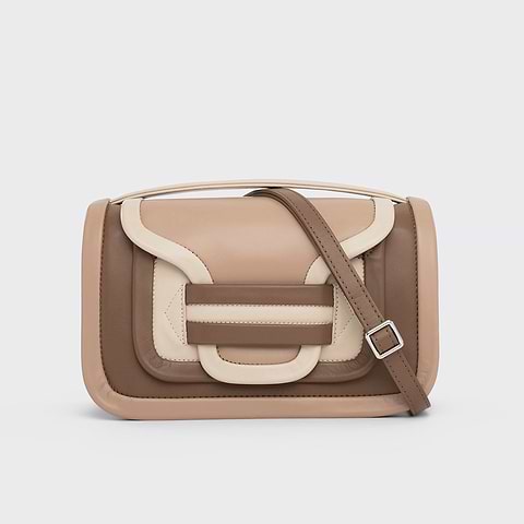 Pierre Hardy SAC À MAIN ALPHA MAXI, cuir de veau taupe, camel et blanc cassé