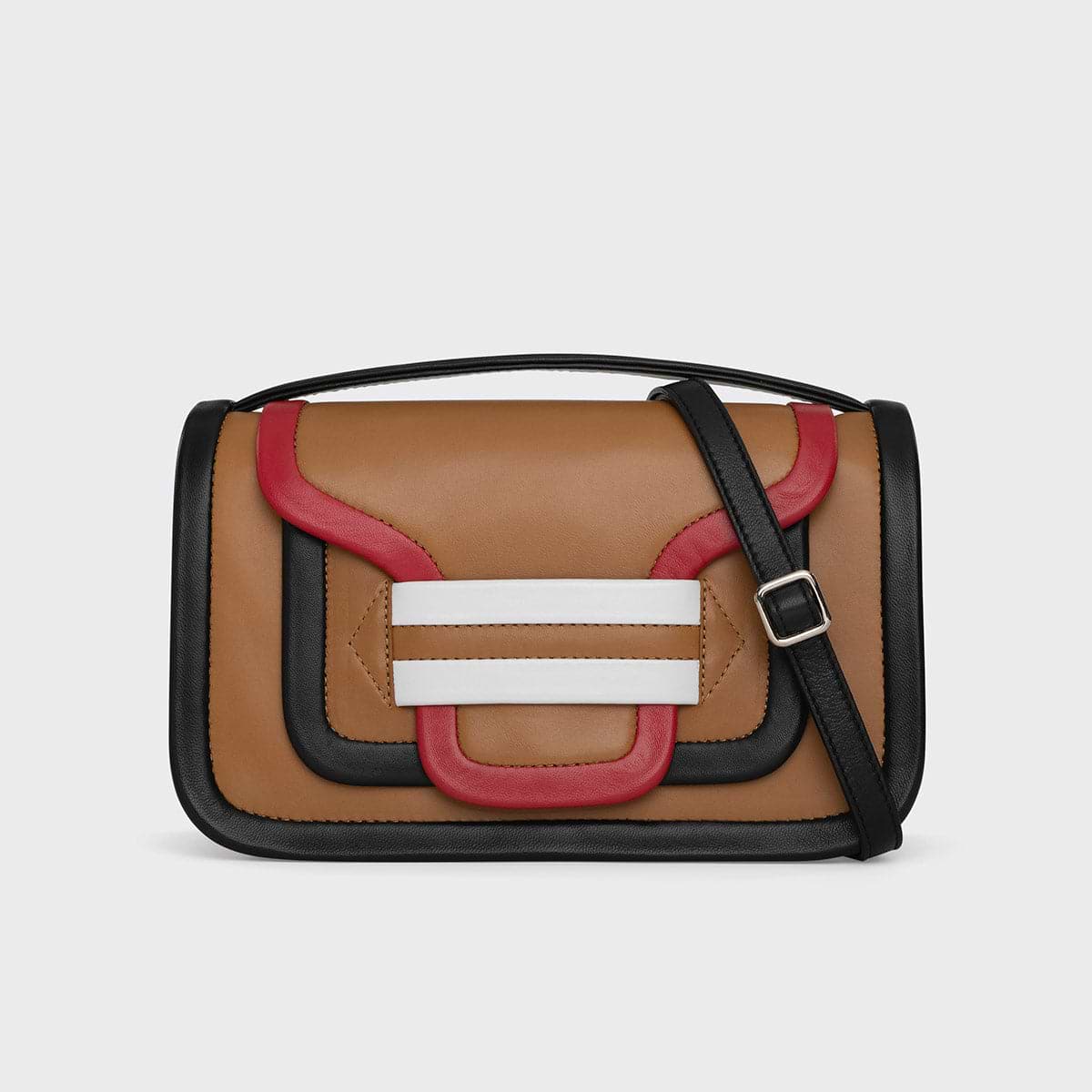 ALPHA MAXI women s bag in camel leather red trims PIERRE HARDY