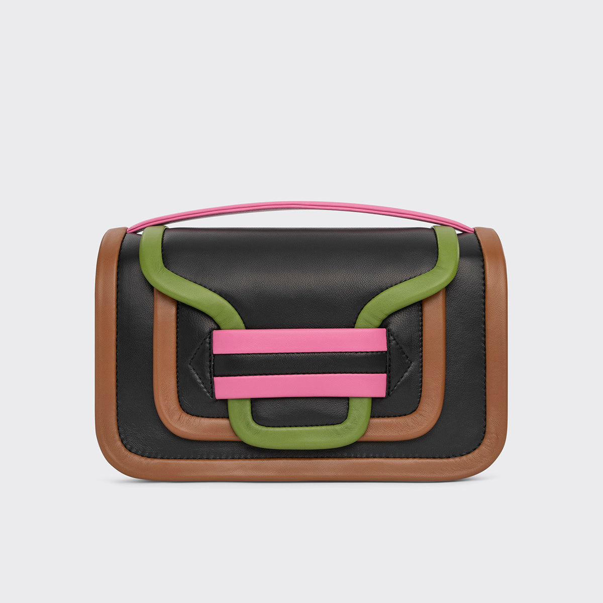 Pierre Hardy ALPHA MAXI HANDBAG, black, camel, green and pink lambskin, vue 5