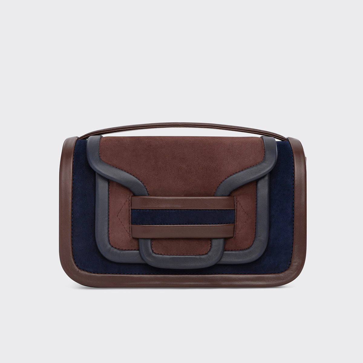 Pierre Hardy ALPHA MAXI HANDBAG, suede kidskin and navy and brown lambskin, vue 5