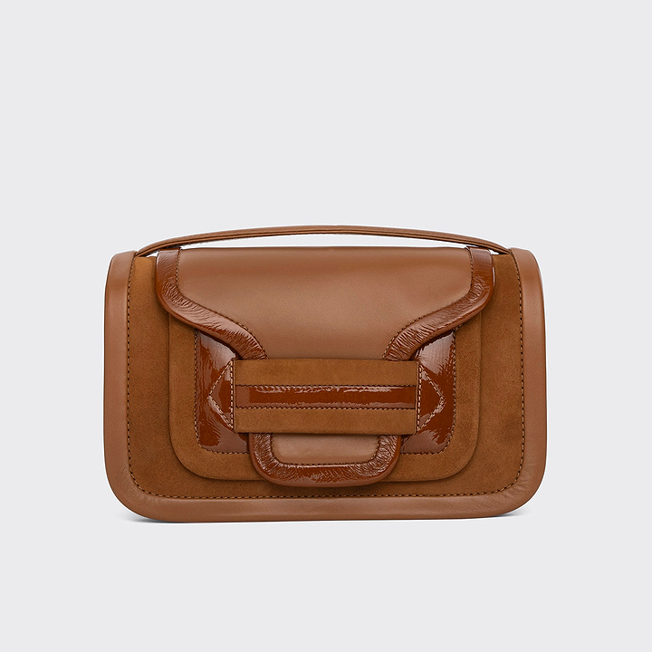 Pierre Hardy ALPHA MAXI HANDBAG, suede kidskin and havana lambskin, vue 7