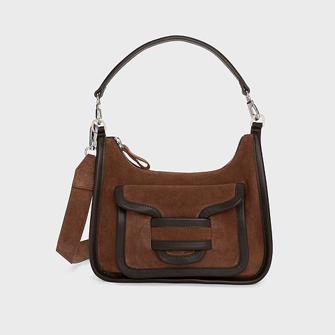 Pierre Hardy ALPHA DAY MISS BAG, brown suede calfskin and brown calfskin