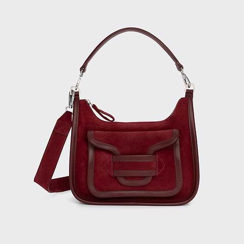 Pierre Hardy ALPHA DAY MISS BAG, carmine red suede calfskin and burgundy calfskin