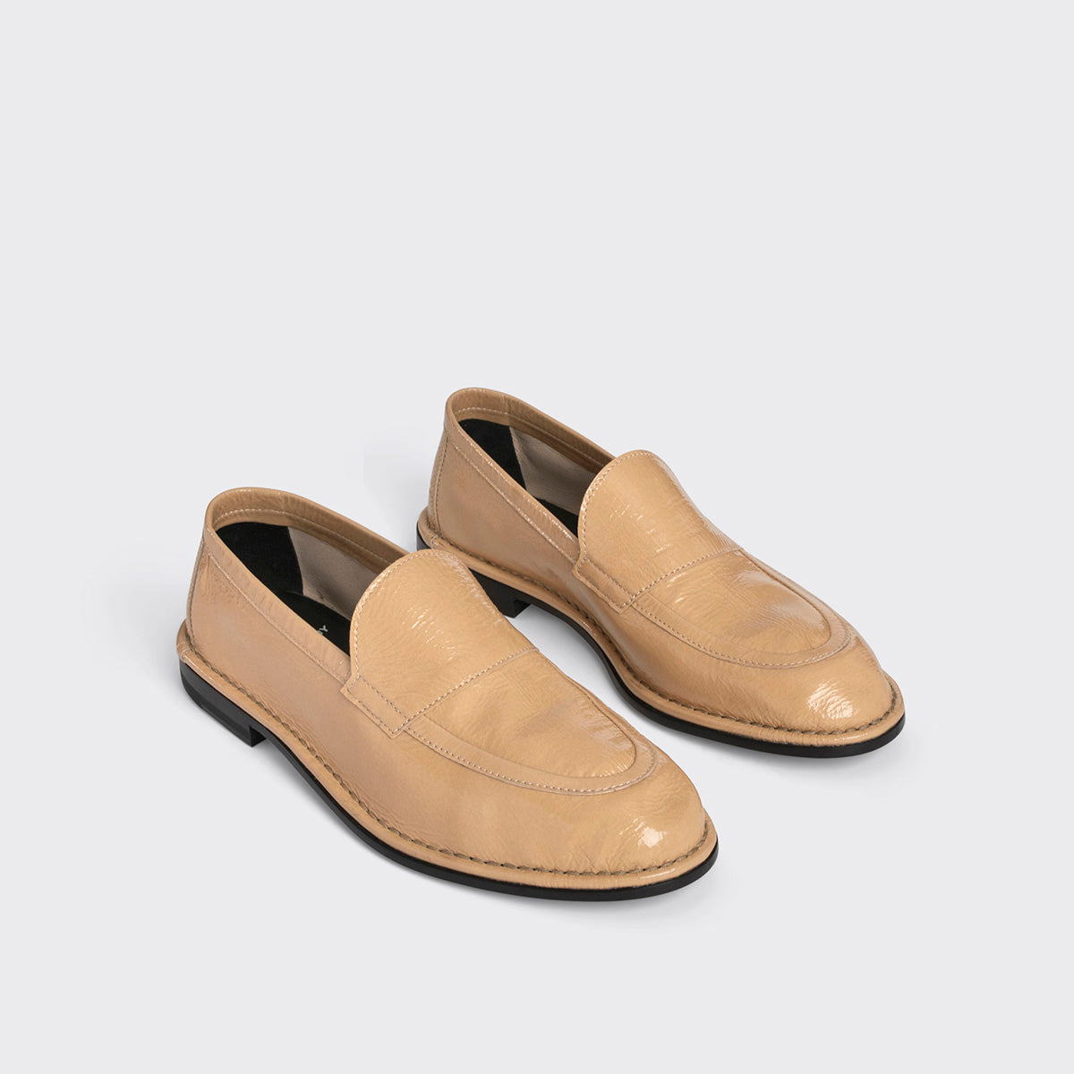 Beige patent loafers online