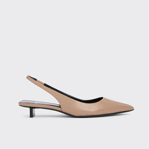Pierre Hardy STELLA SLINGBACK, beige crinkled calfskin