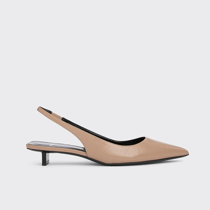 Pierre Hardy STELLA SLINGBACK, beige crinkled calfskin