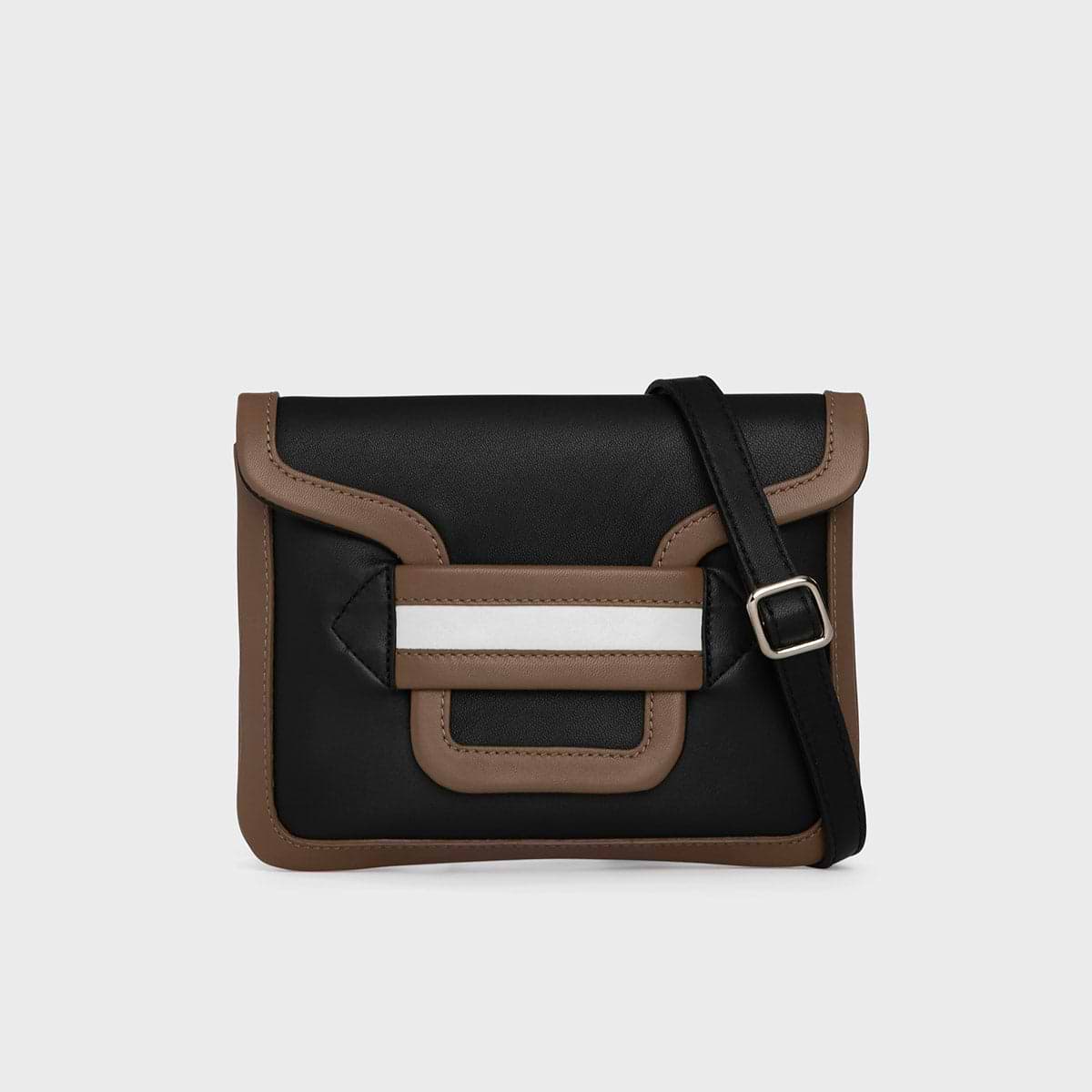ALPHA flat envelope pouch in black tobacco leather PIERRE HARDY