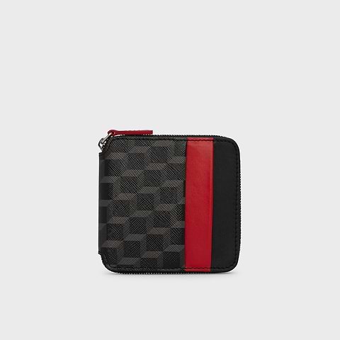 Pierre Hardy HONORÉ WALLET, black cube coated canvas, red & black calfskin