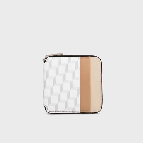 Pierre Hardy HONORÉ WALLET, white cube perspective coated canvas and cappuccino & off-white calfskin