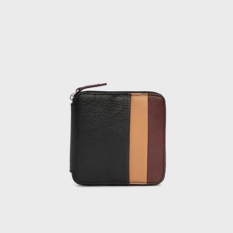 Pierre Hardy HONORÉ WALLET, cube perspective coated canvas and burgundy & camel grained kidskin