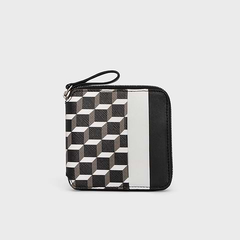 Pierre Hardy HONORÉ WALLET, cube coated canvas, white calfskin & black lambskin