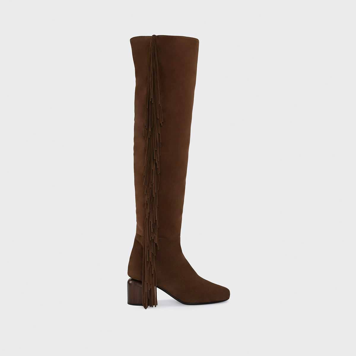 TEXAS Over the knee boots for women in chocolate leather PIERRE HARDY