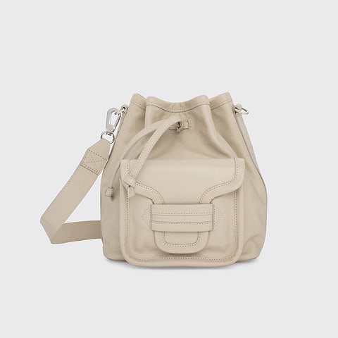 Pierre Hardy ALPHA DAY MAXI BUCKET BAG, off-white calfskin