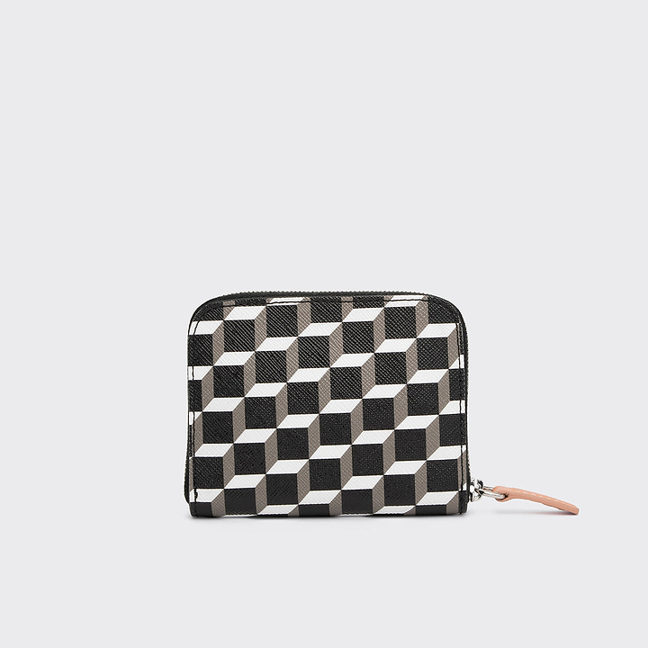 Pierre Hardy GINZA COIN PURSE, cube perspective coated canvas and apricot lambskin, view 3