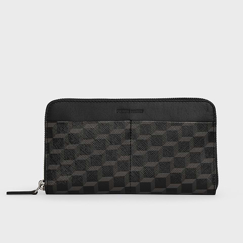 Pierre Hardy AOYAMA MAXI WALLET, cube coated canvas & black calfskin