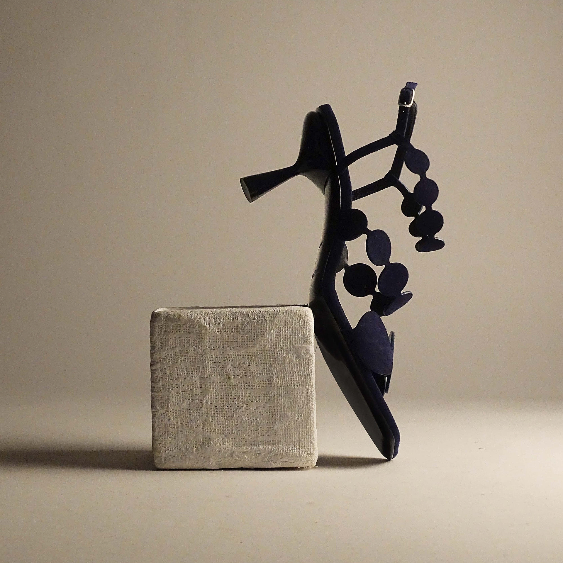 Pierre Hardy MULTI BULLE LAVA HEELED SANDAL, navy suede kidskin, view 5