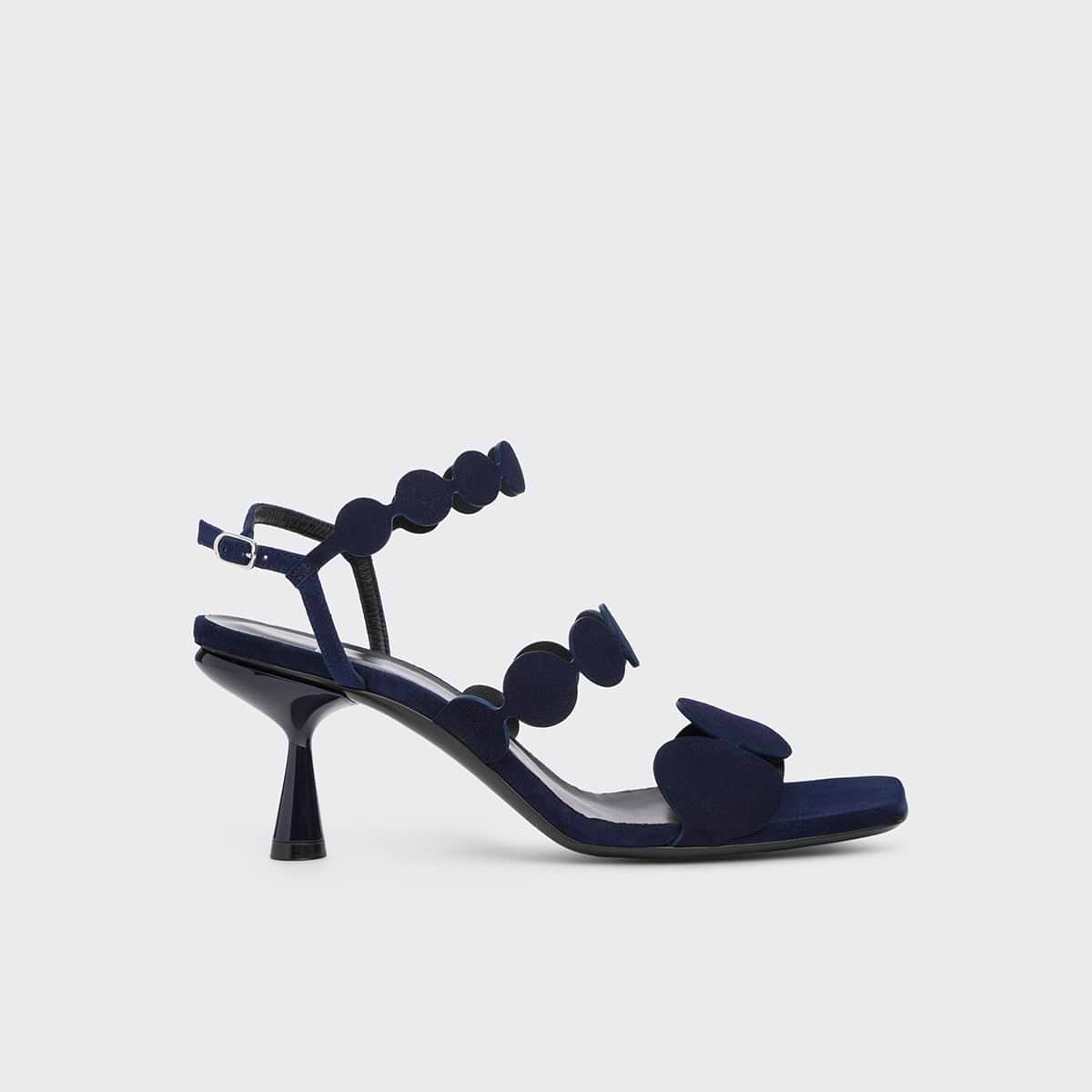 Pierre Hardy MULTI BULLE LAVA HEELED SANDAL, navy suede kidskin