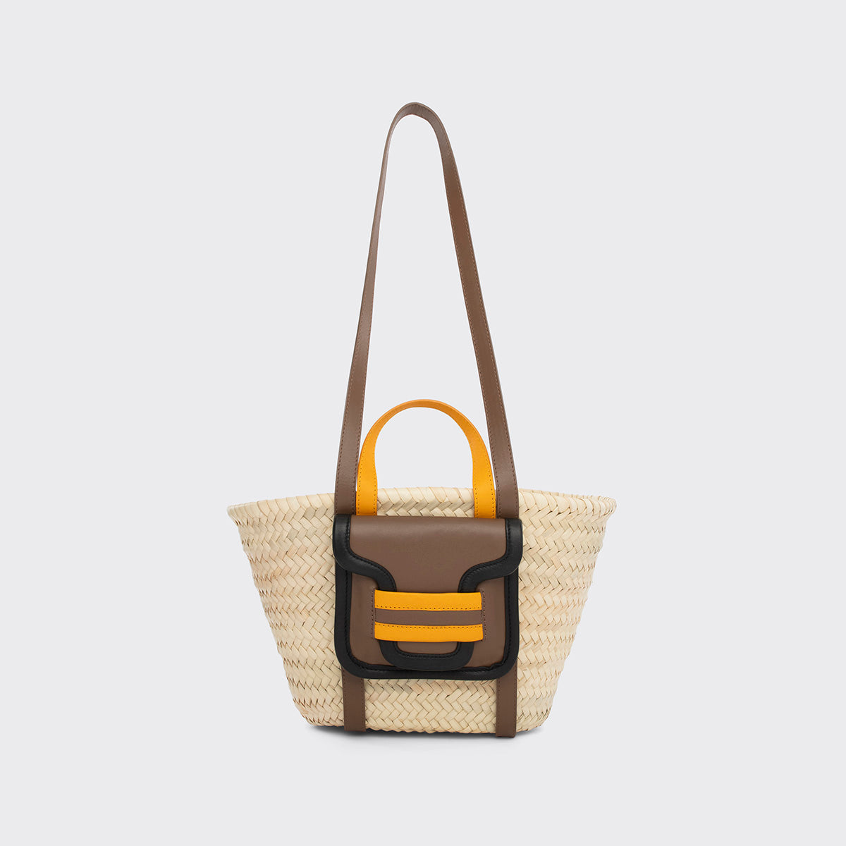 Pierre Hardy ALPHA MINI BASKET, camel & black lambskin and sun calfskin