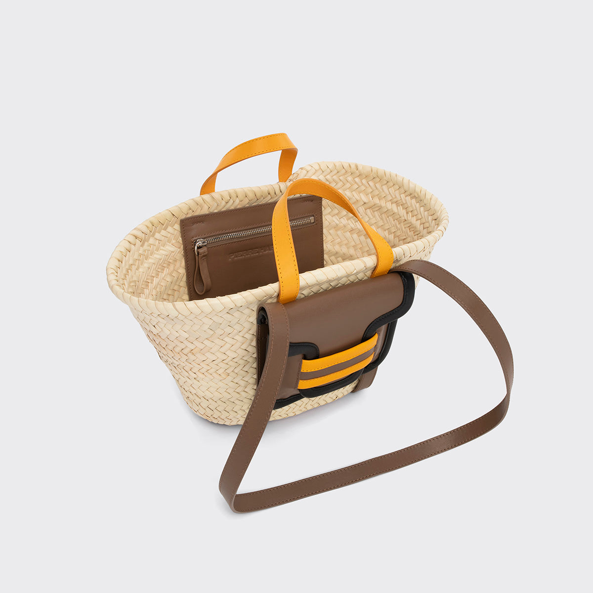 Pierre Hardy ALPHA MINI BASKET, camel & black lambskin and sun calfskin, view 2