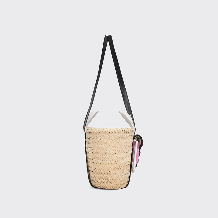 Pierre Hardy ALPHA MINI BASKET, pink & white calfskin and black & off-white lambskin, view 3