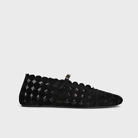 Pierre Hardy MINI BULLES BALLET FLAT, black suede kidskin and black mesh