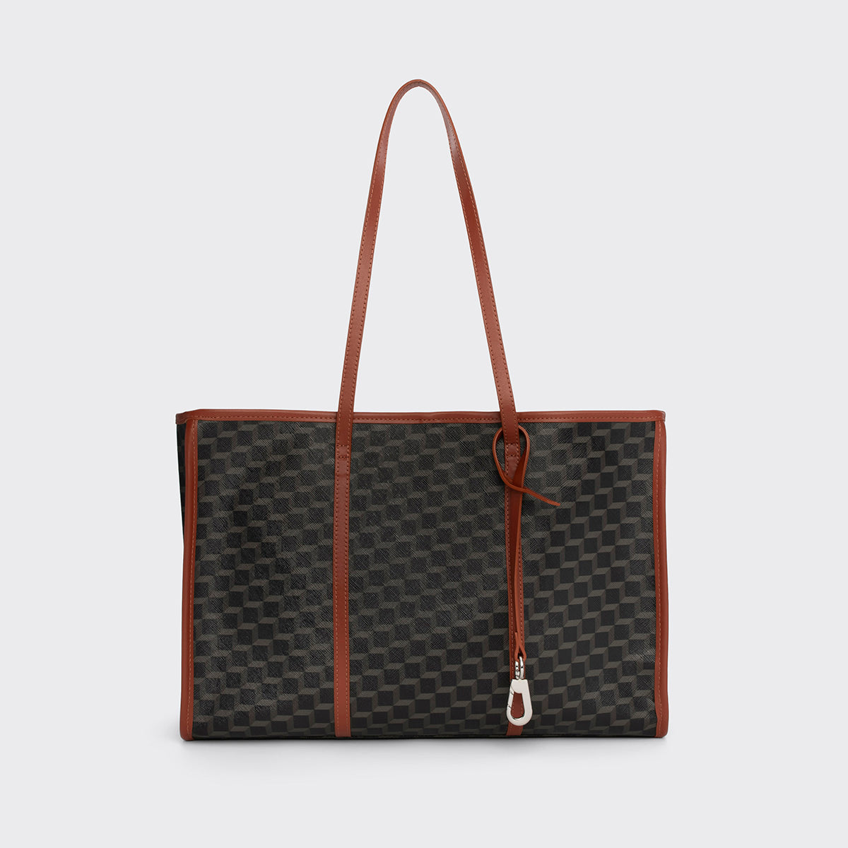 Pierre Hardy CAB TOTE, black cube perspective coated canvas and rust calfskin, view 6