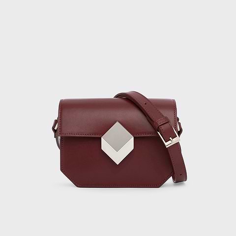 Pierre Hardy MINI PRISM HANDBAG, burgundy calfskin