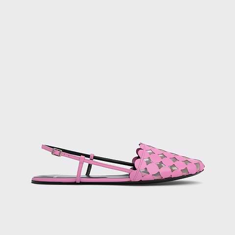 Pierre Hardy APERITIVO MINI BULLES BALLET FLAT, pink suede kidskin and white mesh
