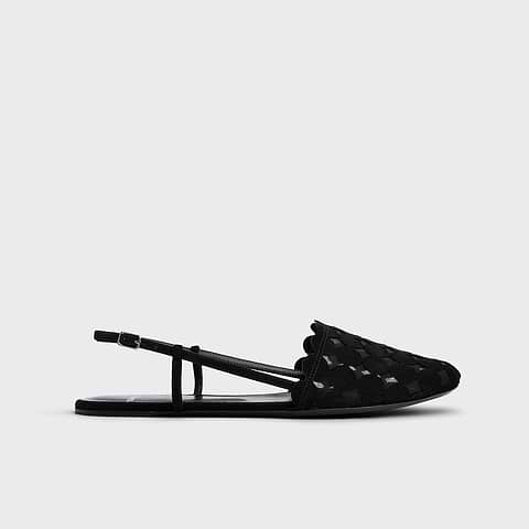 Pierre Hardy APERITIVO MINI BULLES BALLET FLAT, black suede kidskin and black mesh