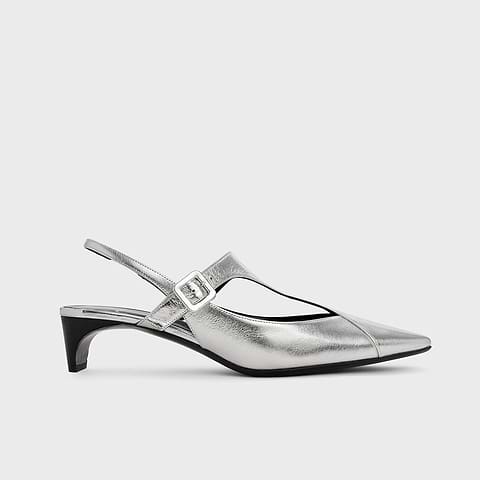 Pierre Hardy EDDIE SLINGBACK, silver metalized kidskin