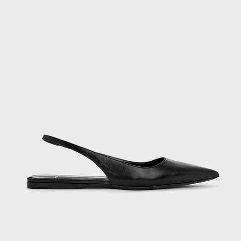 Pierre Hardy STELLA SLINGBACK FLAT, black crinkled calfskin