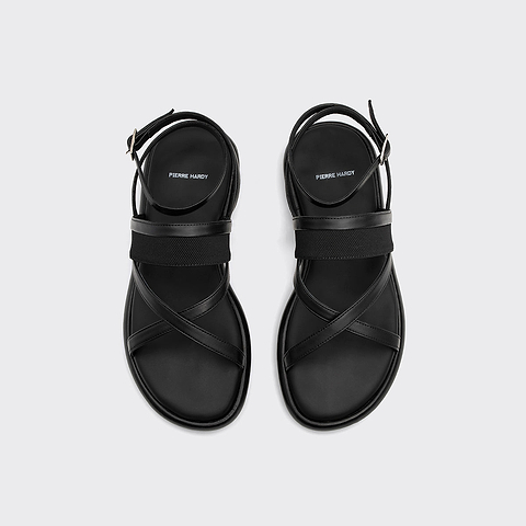 Pierre Hardy ALPHA SANDAL, black calfskin and black nylon canvas, view 2