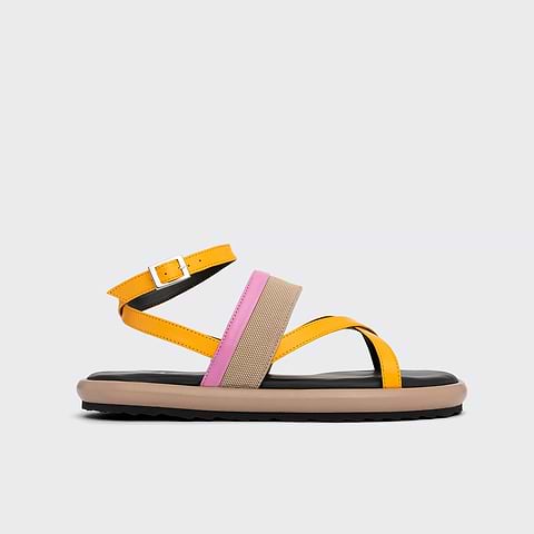 Pierre Hardy ALPHA SANDAL, sun calfskin, pink kidskin and beige nylon canvas