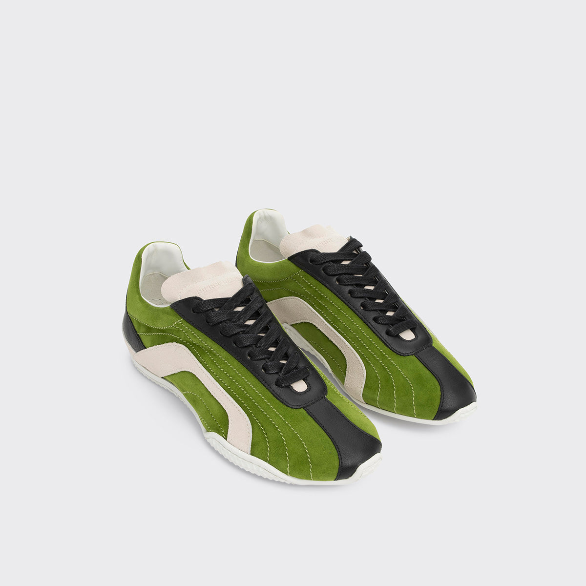Pierre Hardy JUMP SNEAKERS, green suede kidskin, black calfskin and off-white suede calfskin, view 3