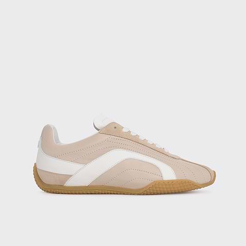 Pierre Hardy JUMP SNEAKERS, beige & white calfskin and beige suede calfskin