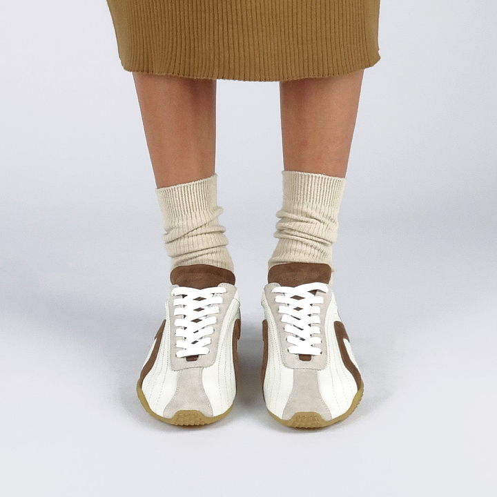 Pierre Hardy JUMP SNEAKERS, white calfskin and brown and off-white suede calfskin, view 3