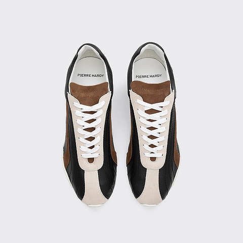 Pierre Hardy JUMP SNEAKERS, black calfskin and brown and off-white suede calfskin, view 2