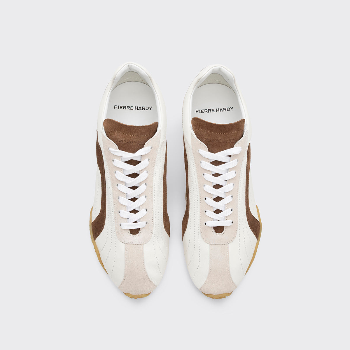 Pierre Hardy JUMP SNEAKERS, white calfskin and brown and off-white suede calfskin, view 2