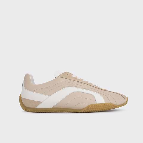 Pierre Hardy JUMP SNEAKERS, beige & white calfskin and beige suede calfskin
