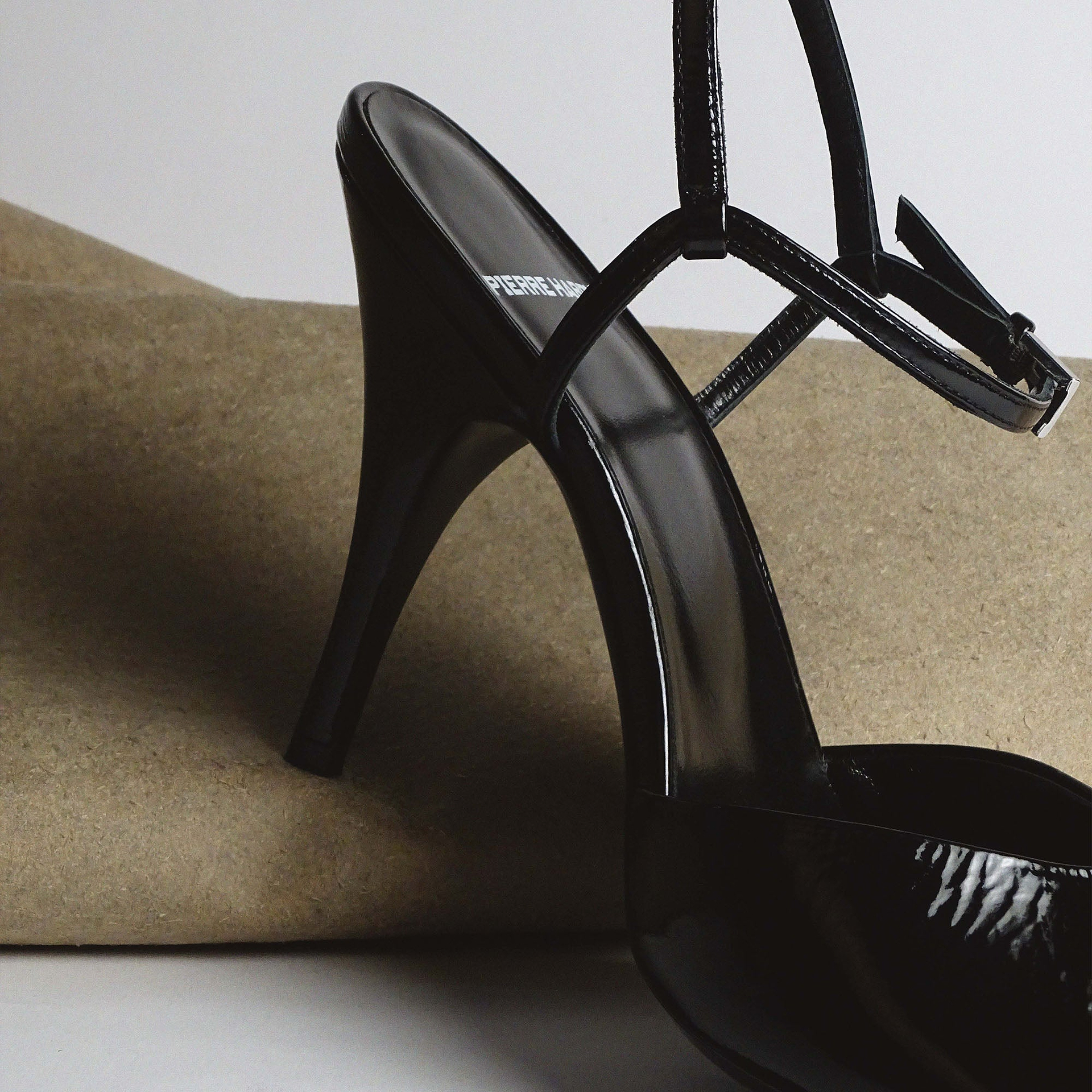 Pierre Hardy GILDA HEELED SANDAL, black patent kidskin, view 8