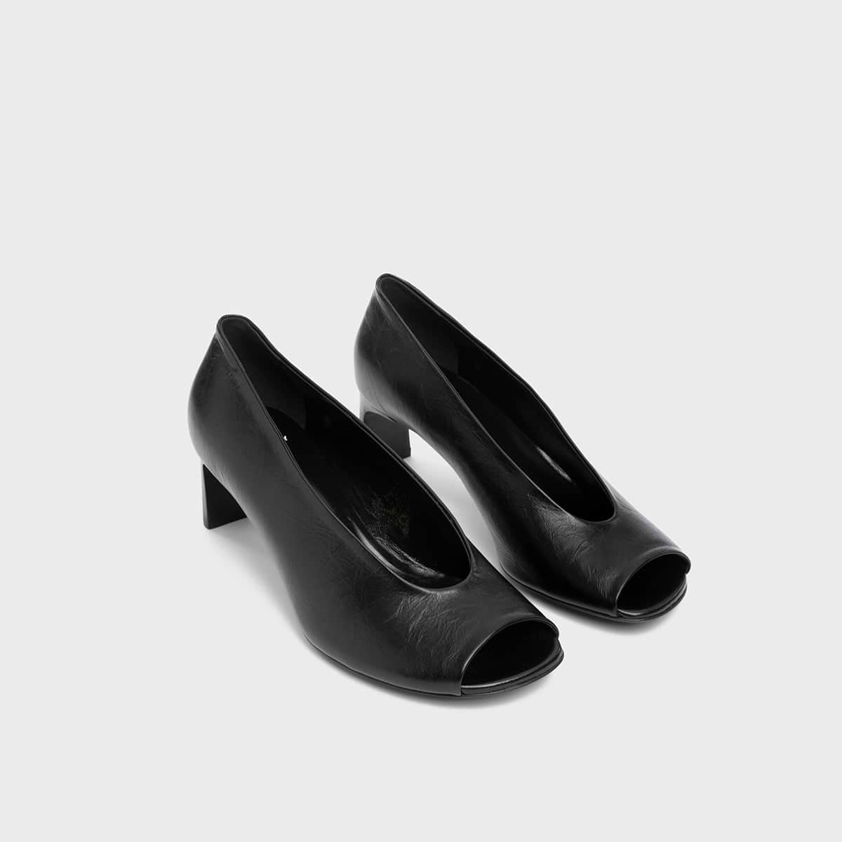 Pierre Hardy KAREN PUMP PEEP TOE, black crinkled calfskin, view 6