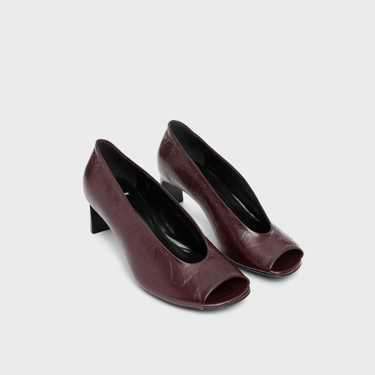 Pierre Hardy KAREN PUMP PEEP TOE, burgundy crinkled calfskin, view 6