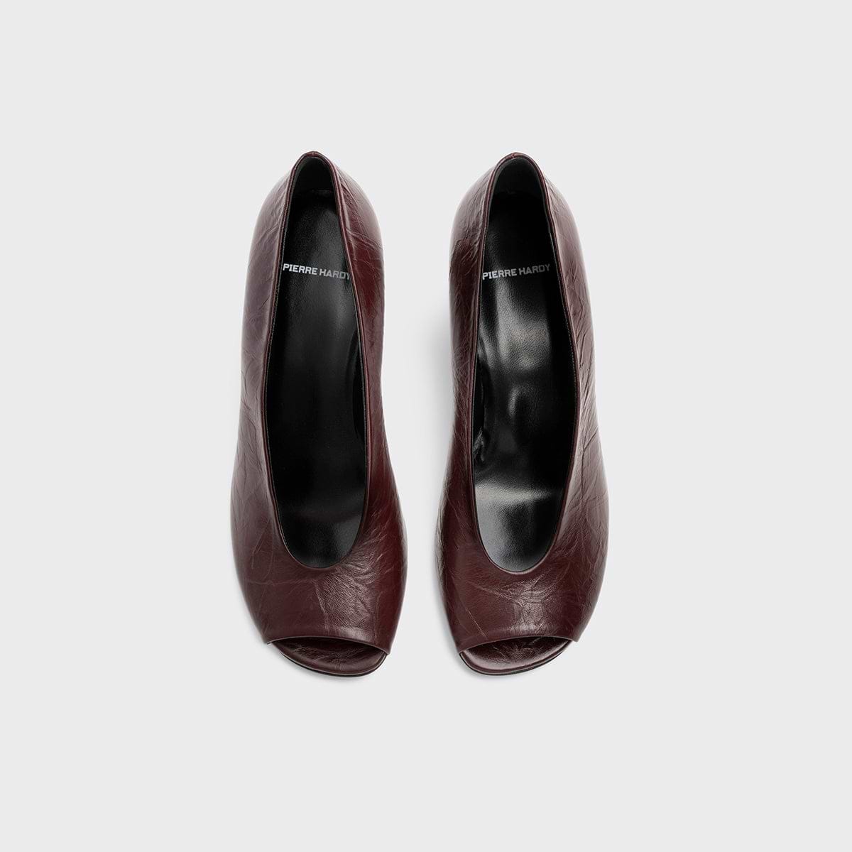 Pierre Hardy KAREN PUMP PEEP TOE, burgundy crinkled calfskin, view 3