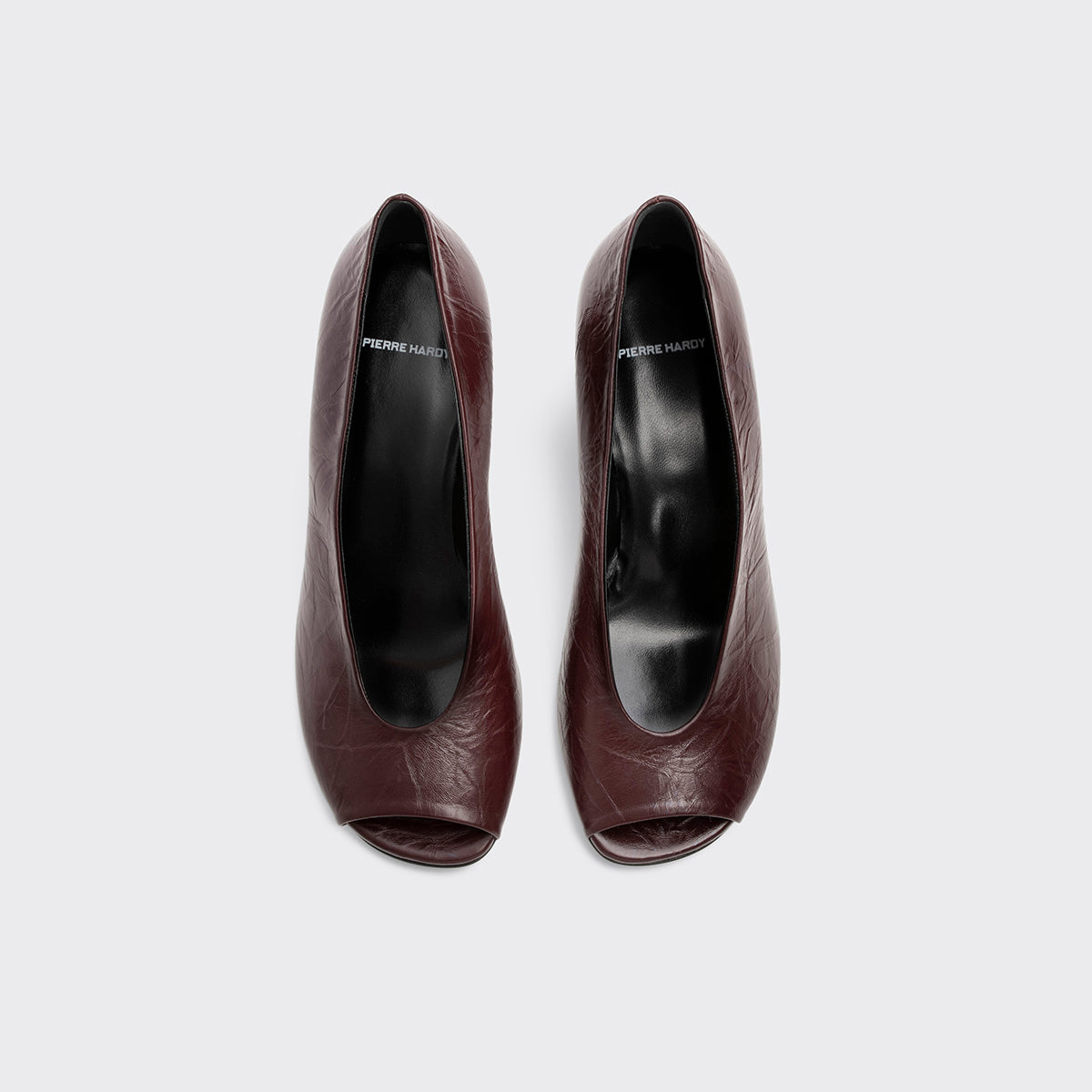 Pierre Hardy KAREN PUMP PEEP TOE, burgundy crinkled calfskin, view 3