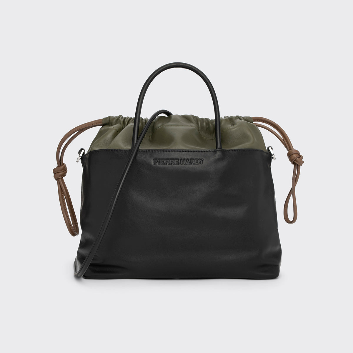 Pierre Hardy TWIN BAG, black calfskin and khaki lambskin