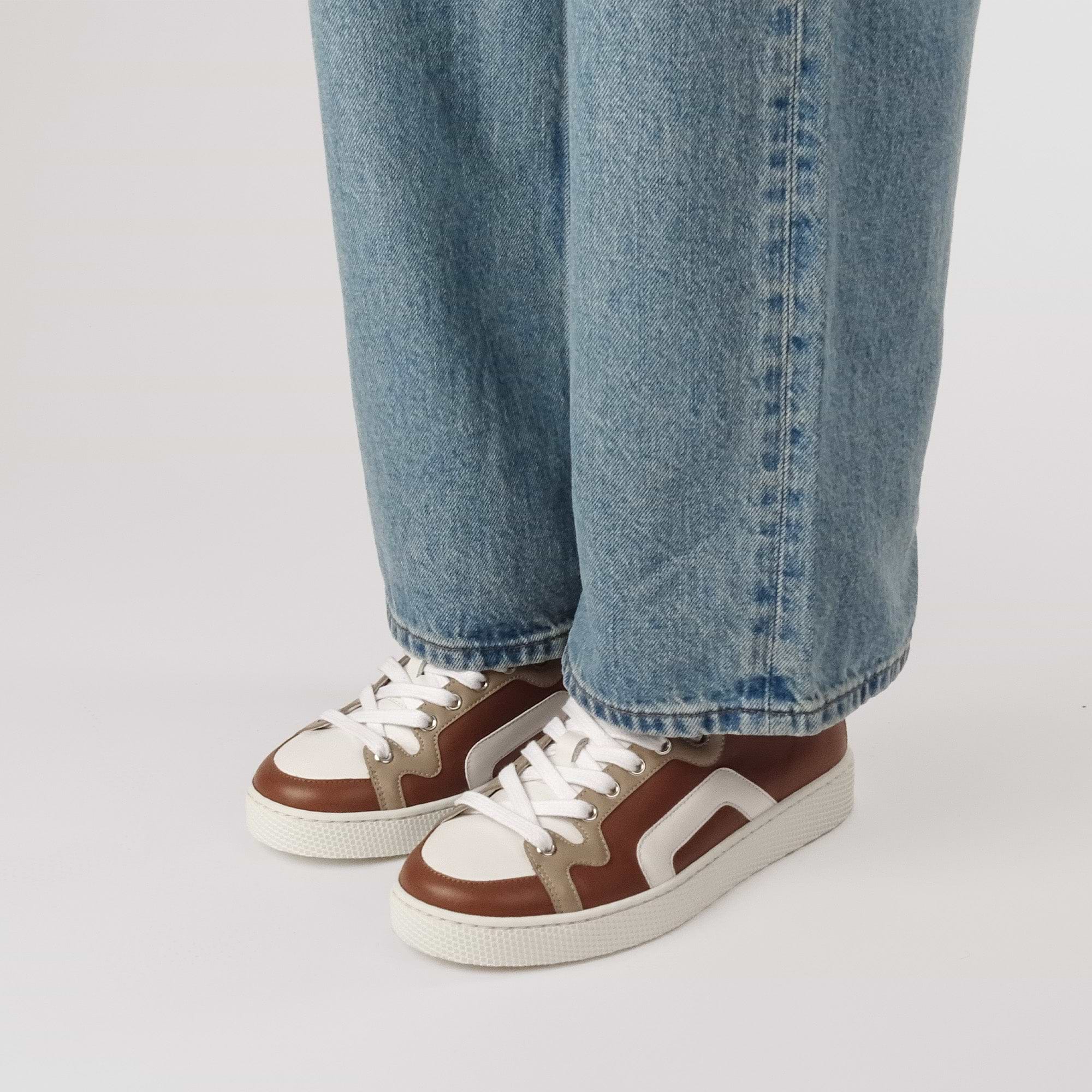 Pierre Hardy ALPHA SNEAKERS - WOMEN, light brown, beige and white calfskin, view 5