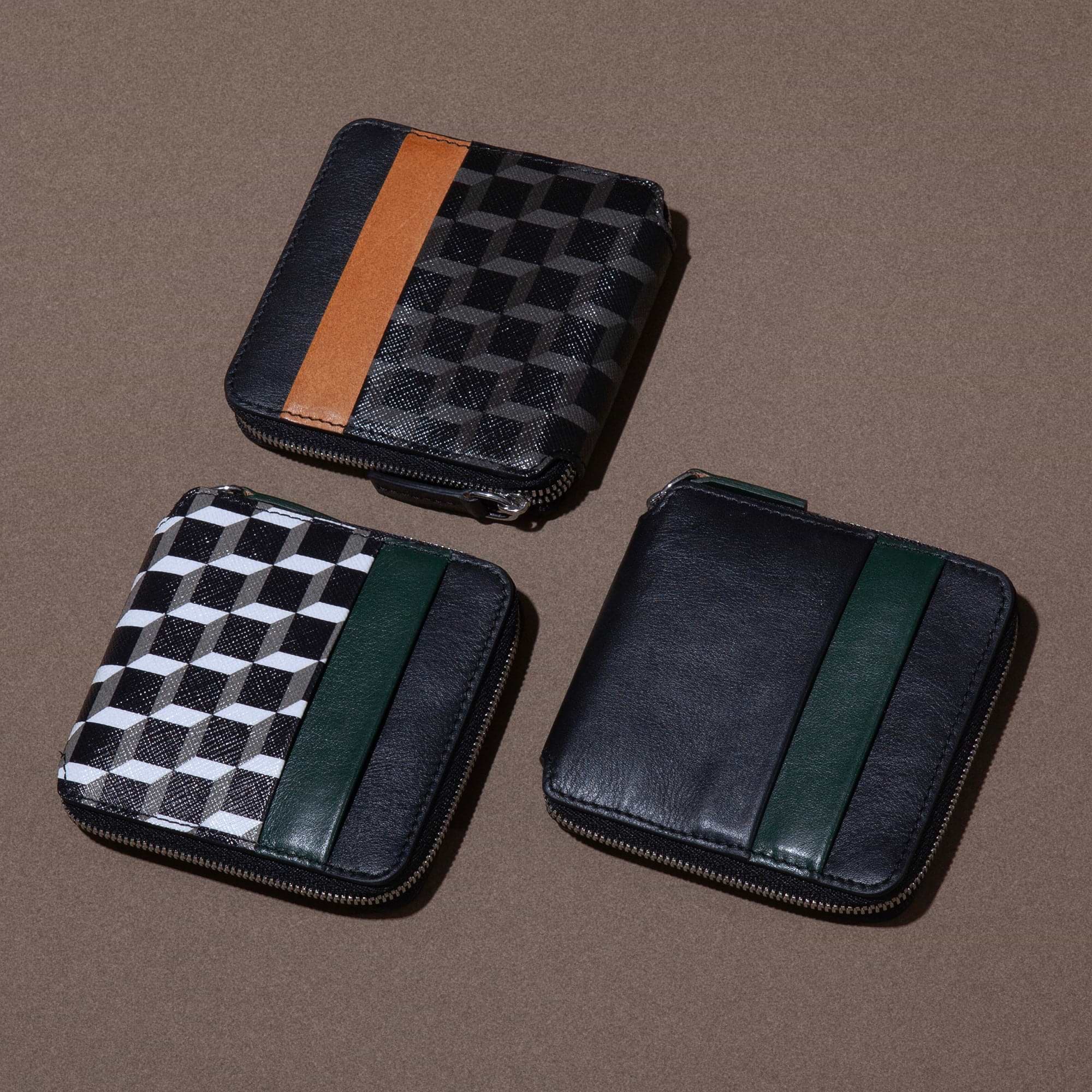 Card Case in black & white Cube canvas and leather — PIERRE